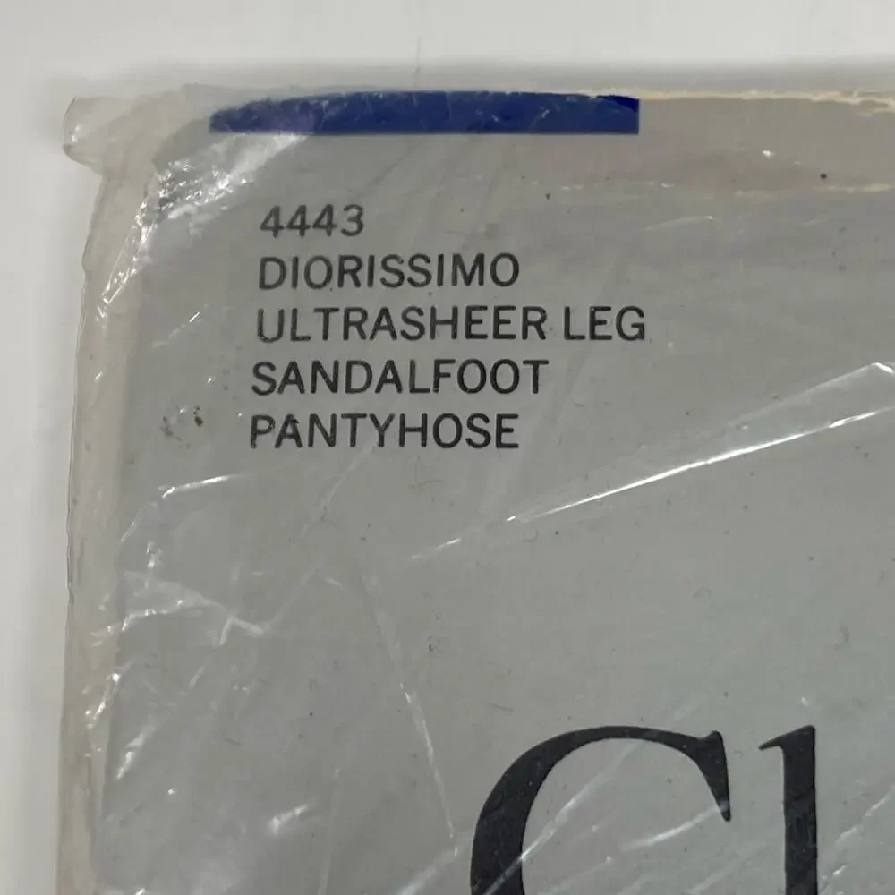 CHRISTIAN DIOR Diorissimo Ultra Sheer Sandal Foot Pantyhose 4443 Sz 3 JET BLACK